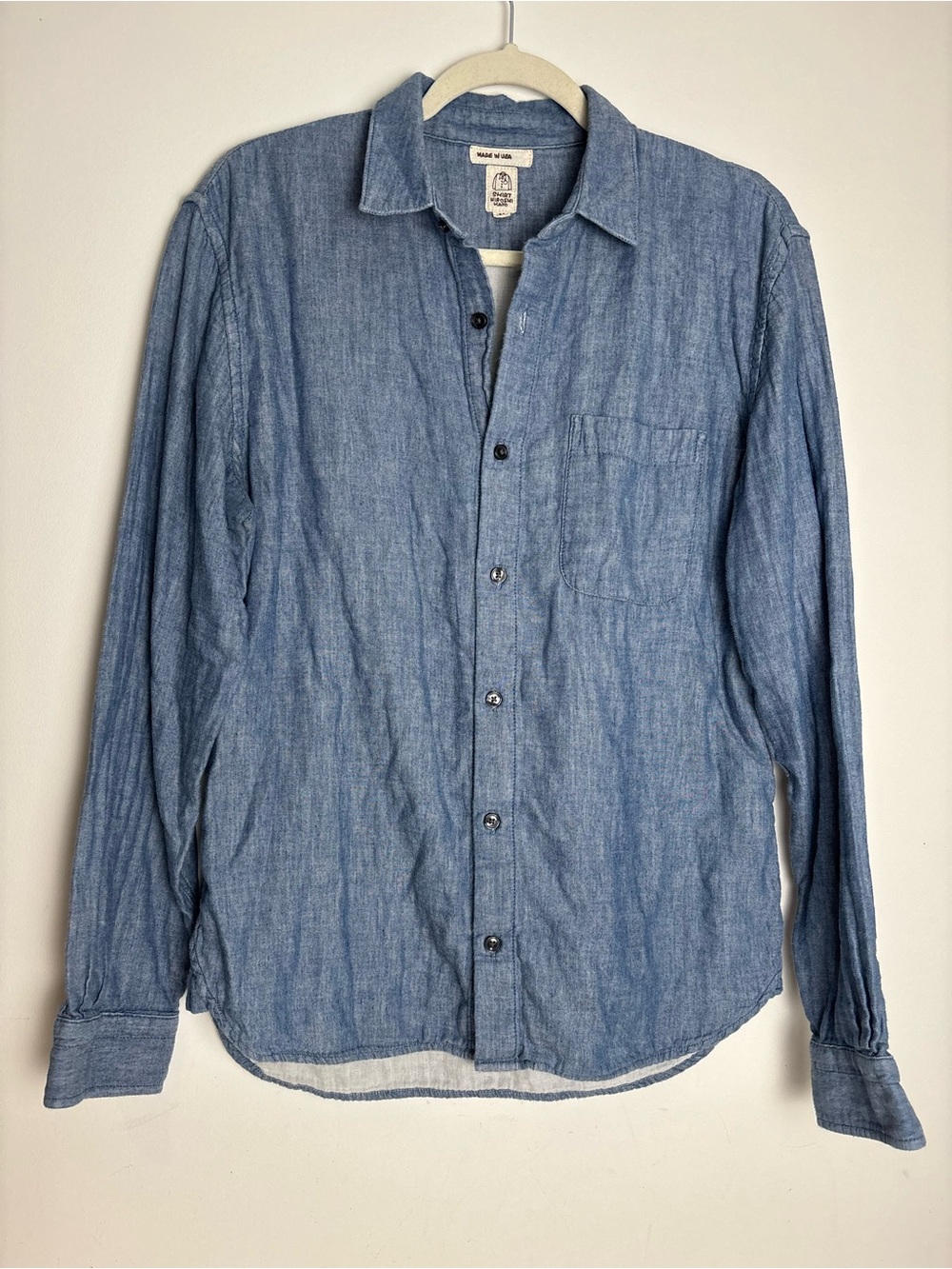 Hiroshi Kato The Ripper Long Sleeve Shirt Men’s Medium M Light Indigo Blue $228